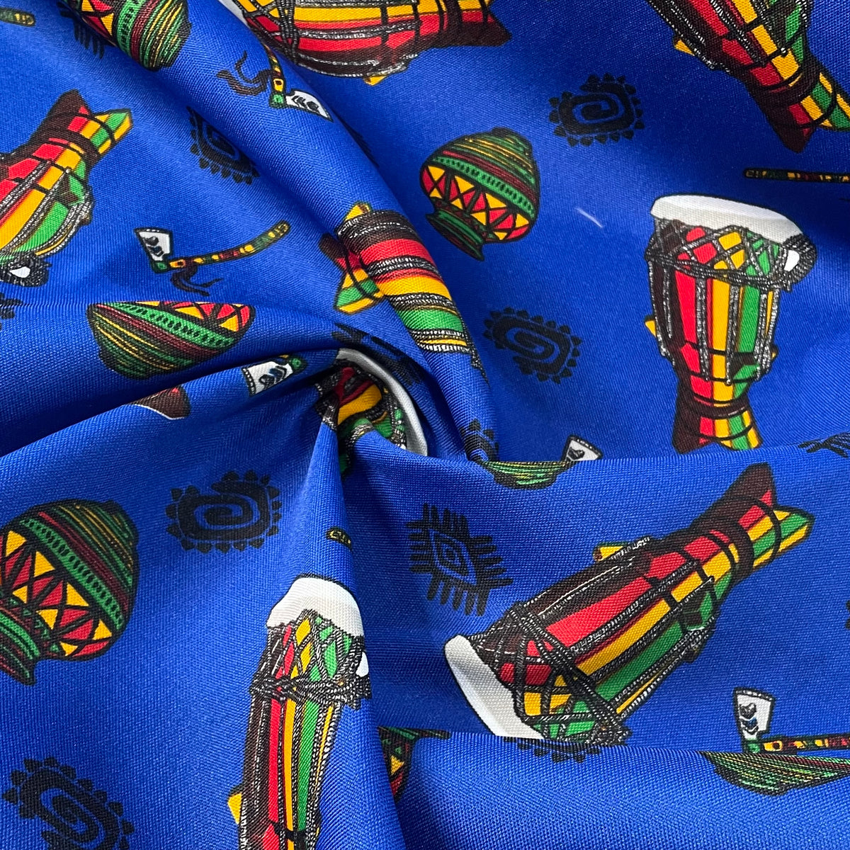 Oxford Afro Tambores e Jarros Fundo Azul