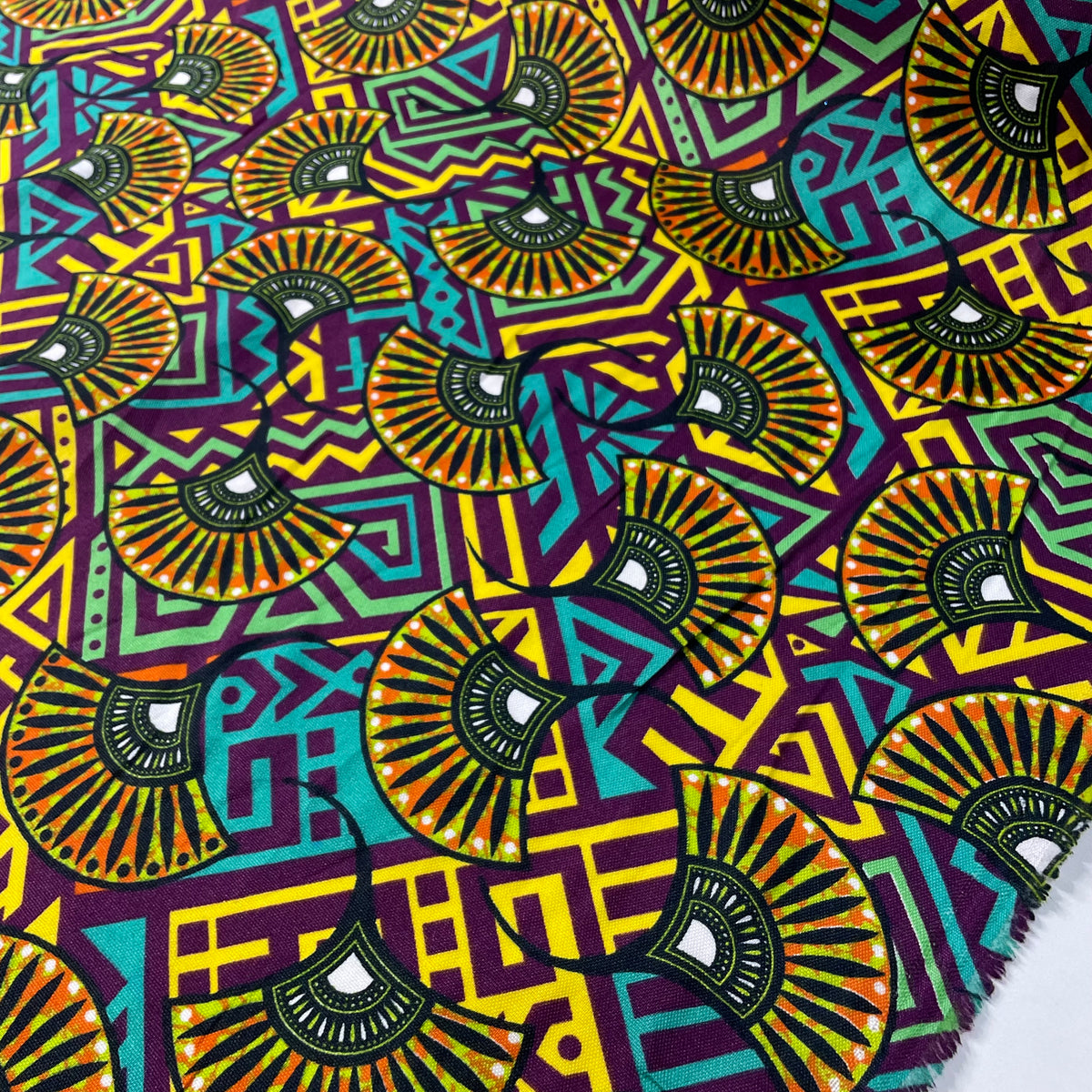 Oxford Afro Leques Dourados Fundo Beterraba
