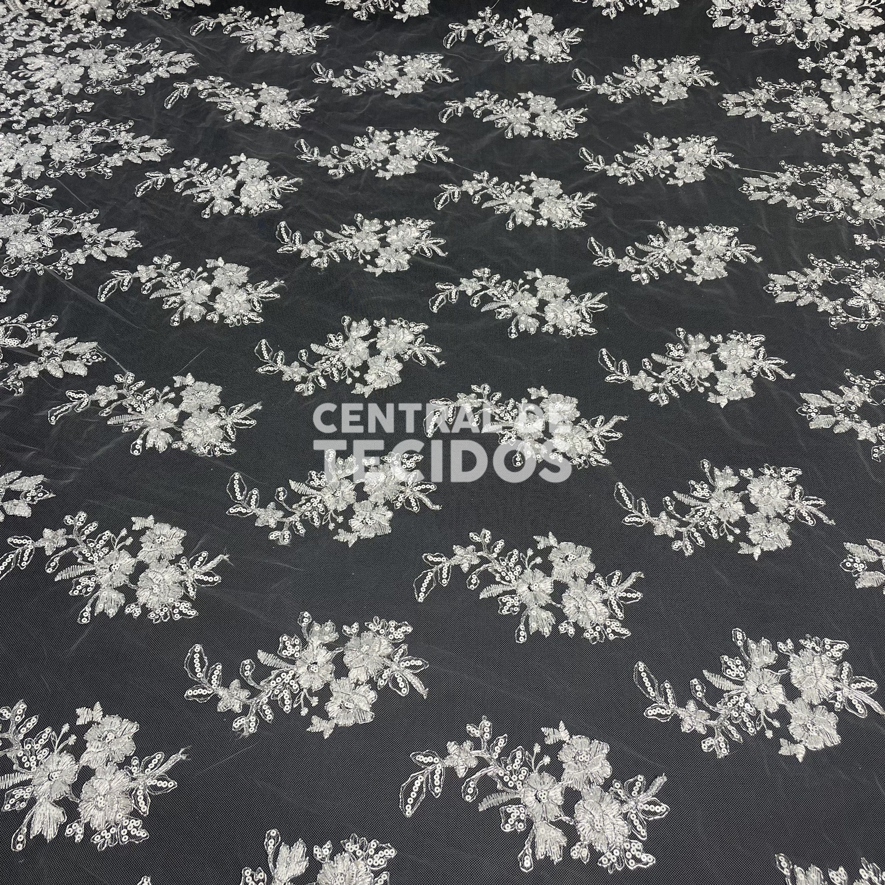 Tule Bordado Soho Branco