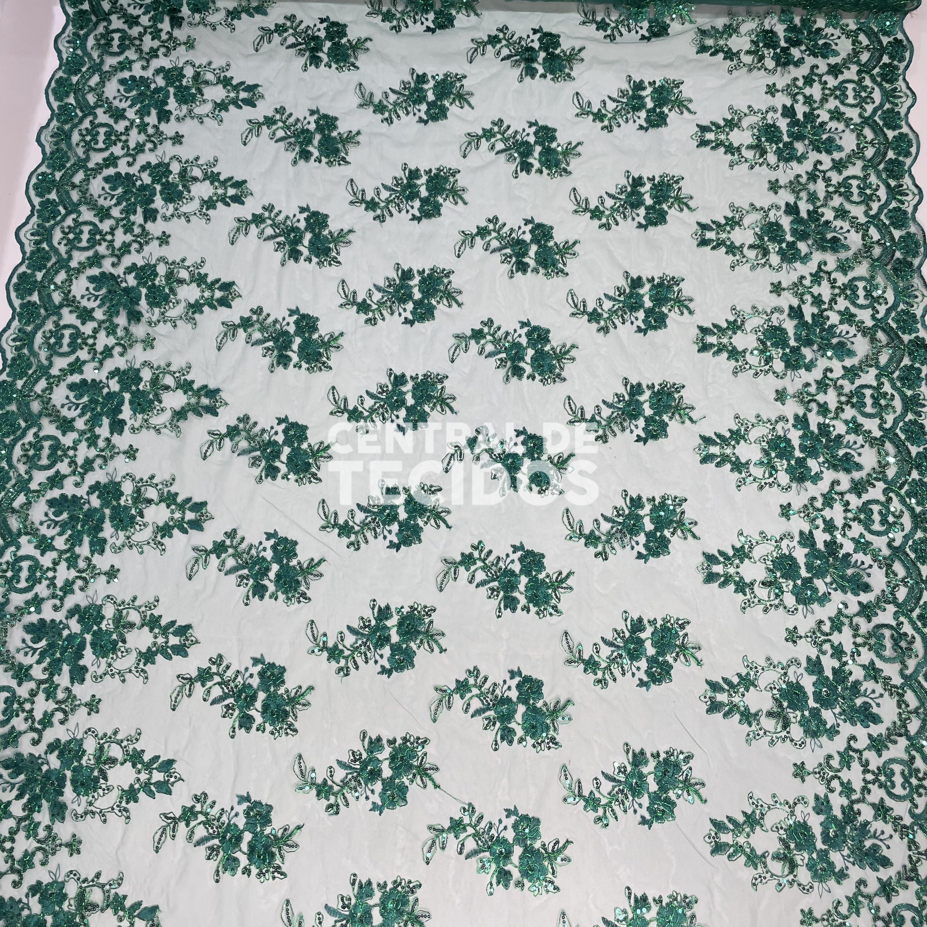 Tule Bordado Soho Verde