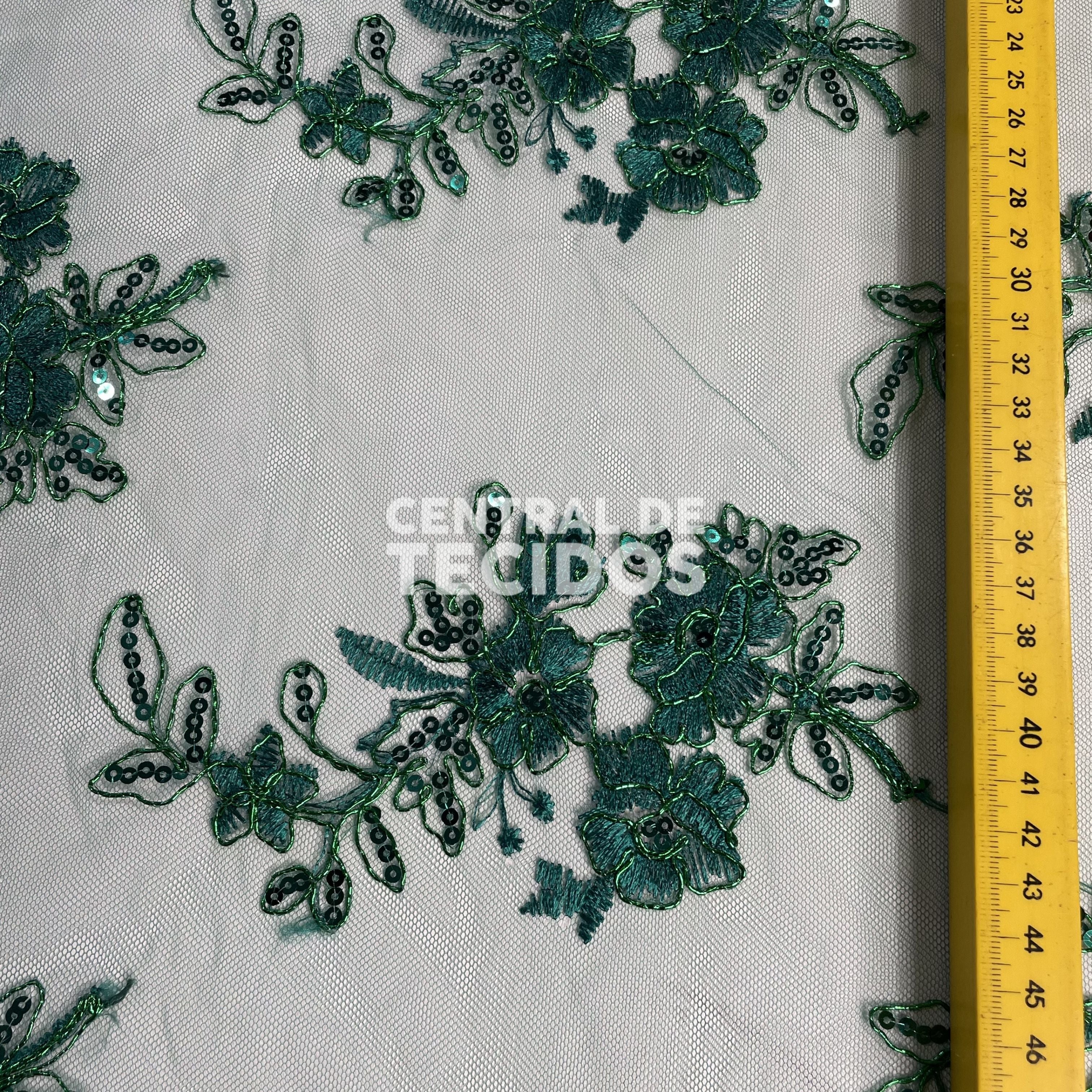 Tule Bordado Soho Verde