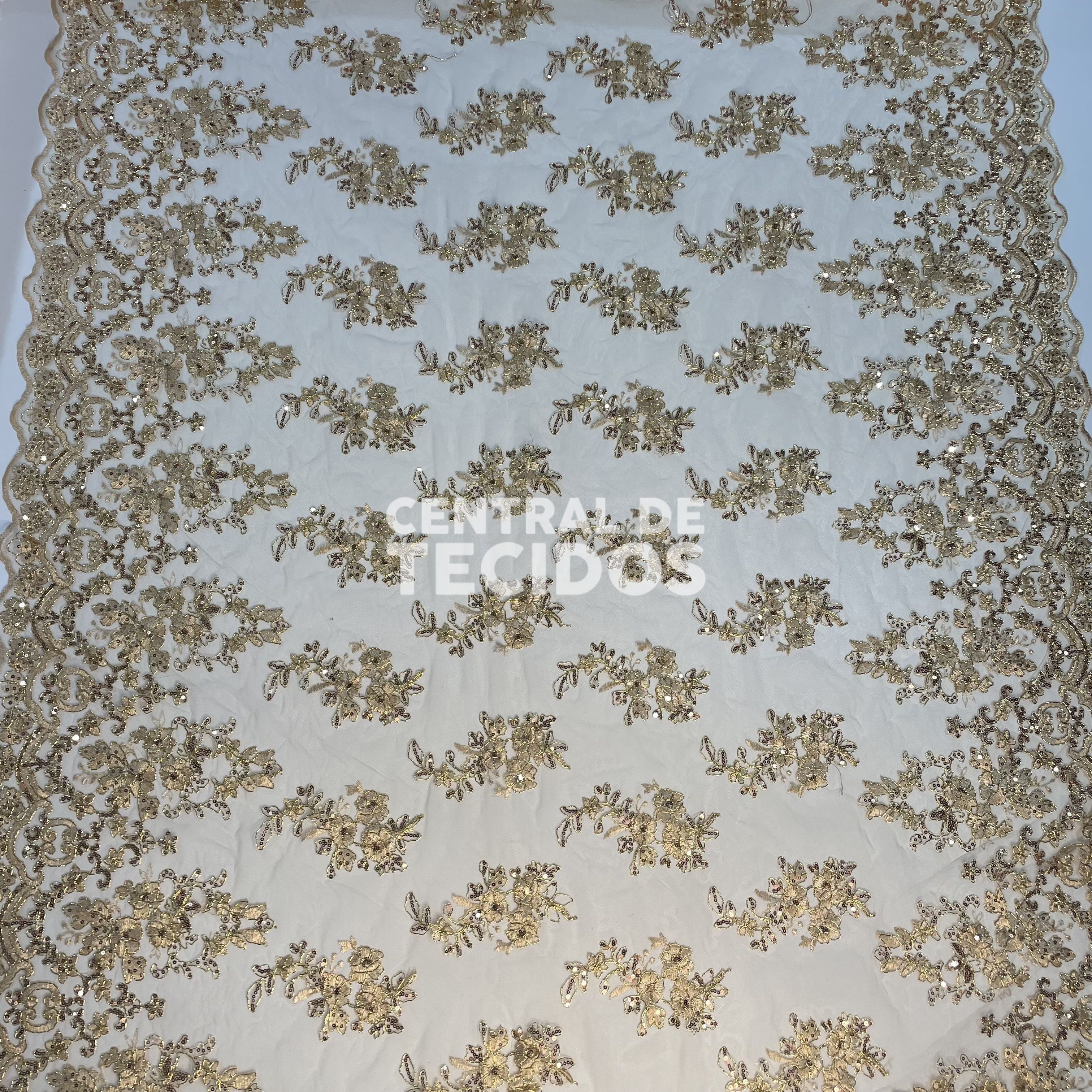 Tule Bordado Soho Dourado
