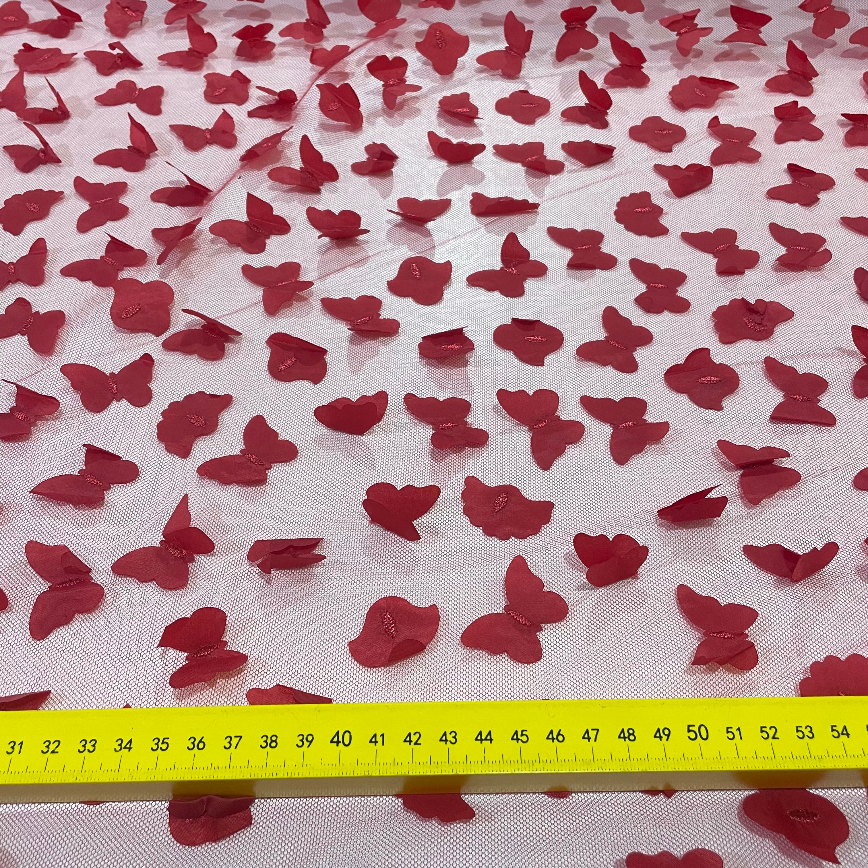 Tule Bordado 3D Oyá Vermelho