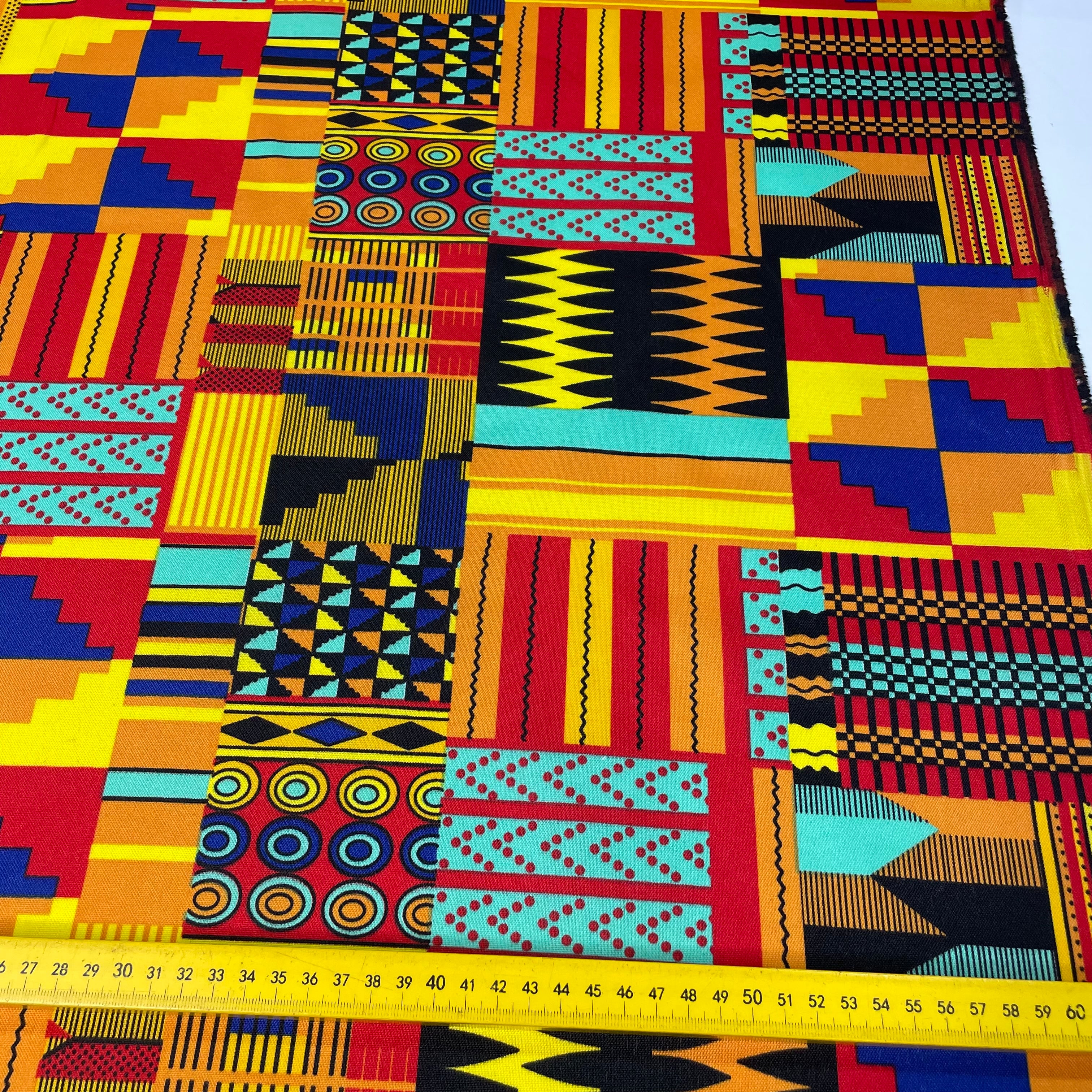 Oxford Étnico Patchwork Tribal Amarelo e Vermelho