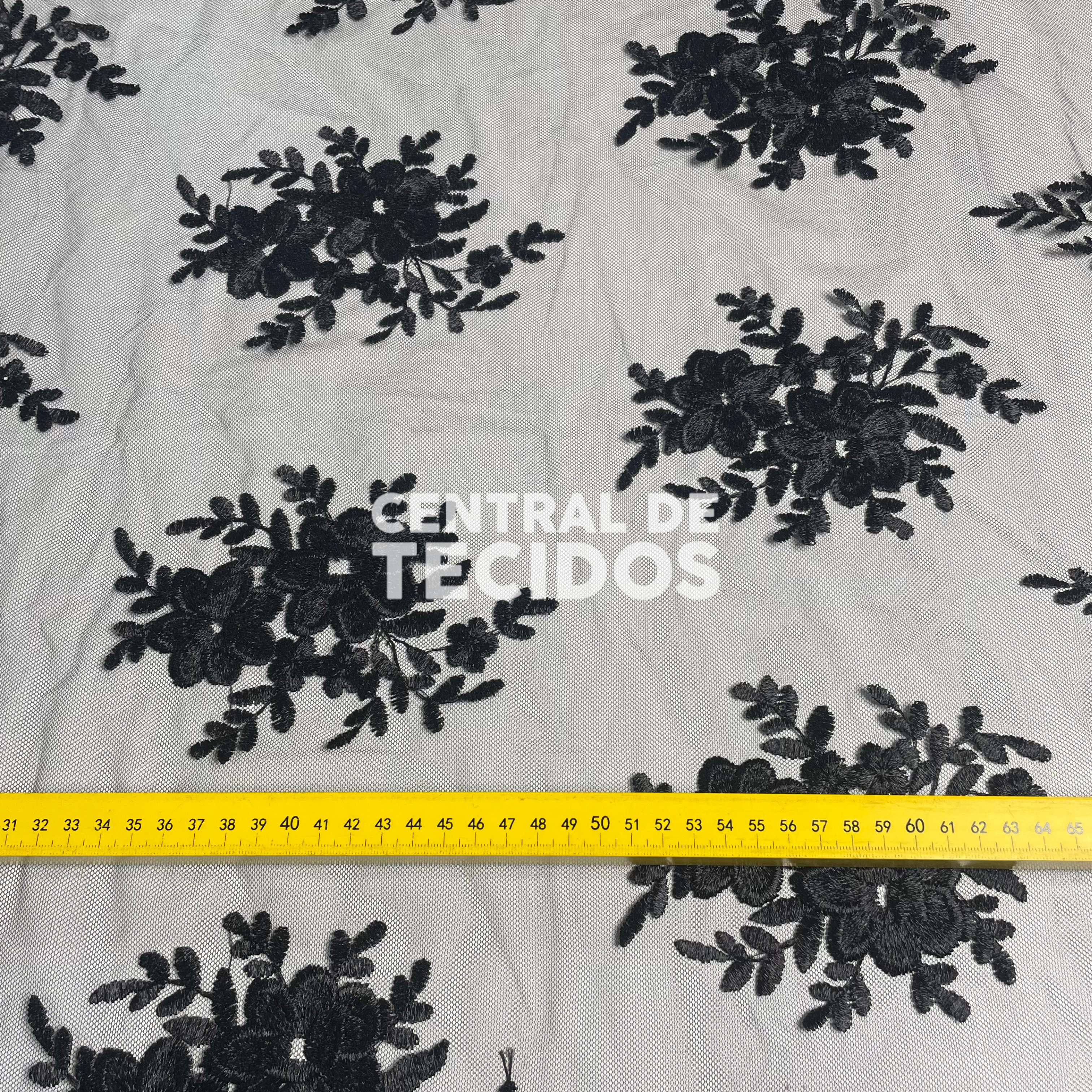 Tule Bordado Juliana Preto