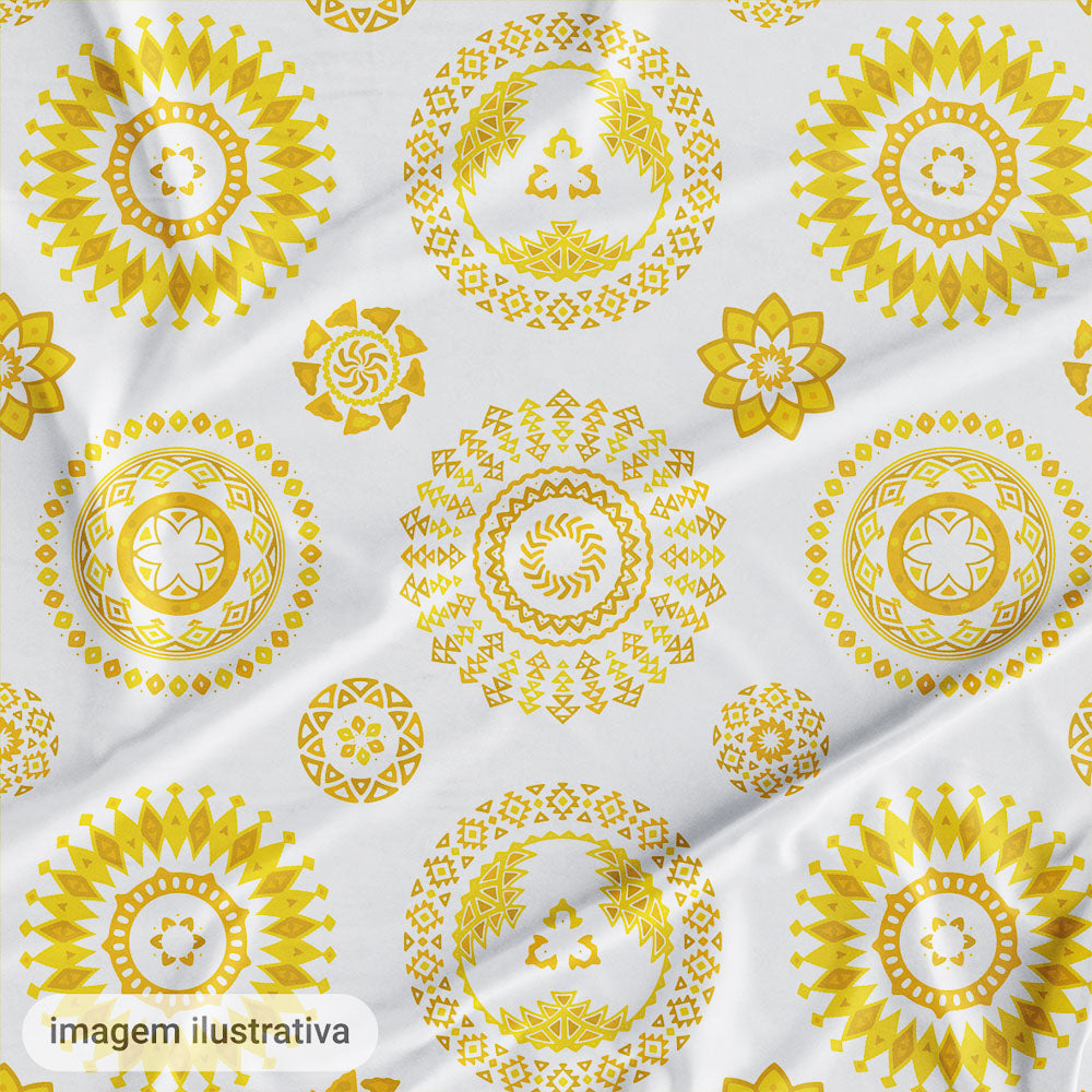 Oxford Digital Círculos Étnico Amarelo Fundo Branco