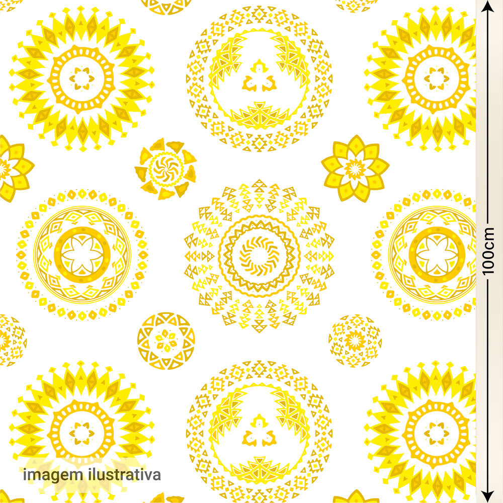 Oxford Digital Círculos Étnico Amarelo Fundo Branco