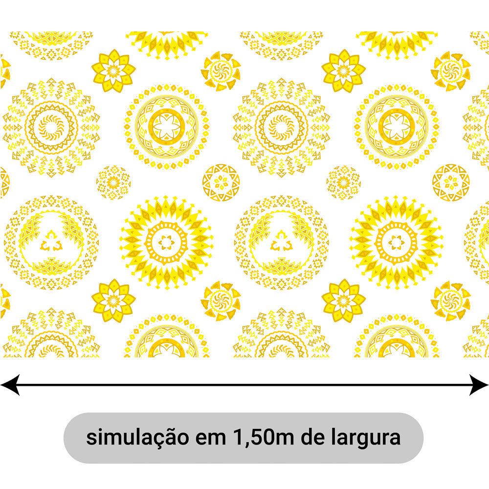 Oxford Digital Círculos Étnico Amarelo Fundo Branco