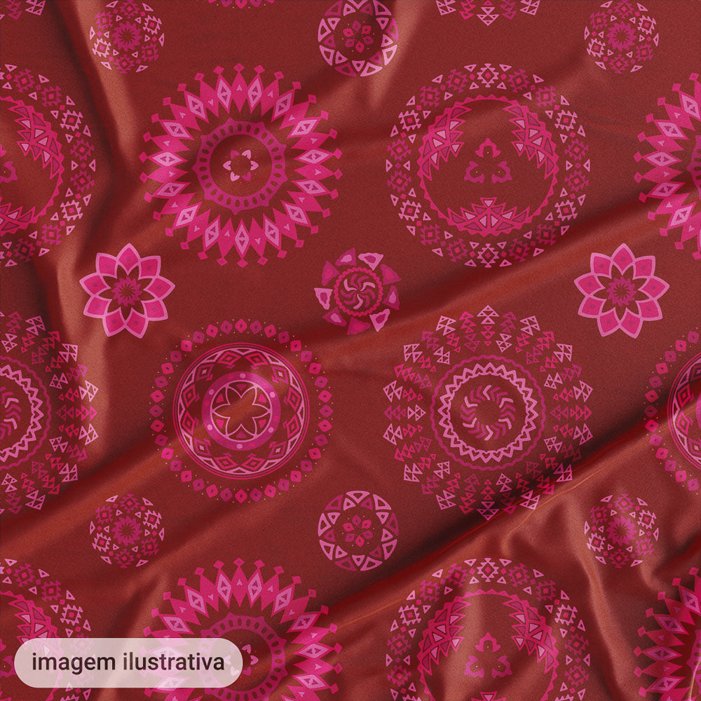 Oxford Digital Círculos Rosa Fundo Vermelho