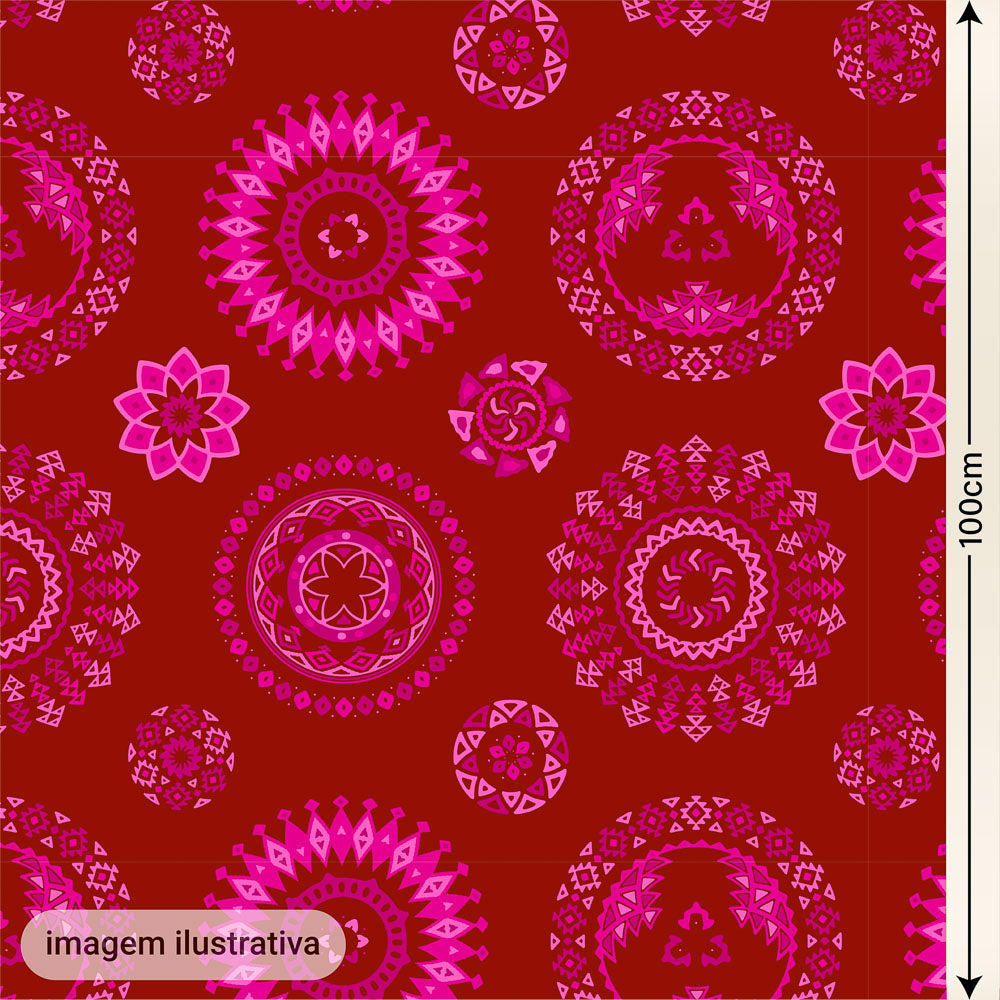 Oxford Digital Círculos Rosa Fundo Vermelho