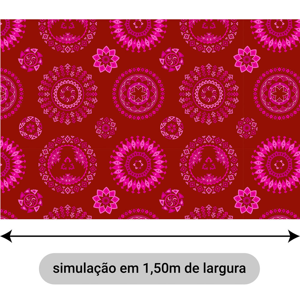 Oxford Digital Círculos Rosa Fundo Vermelho