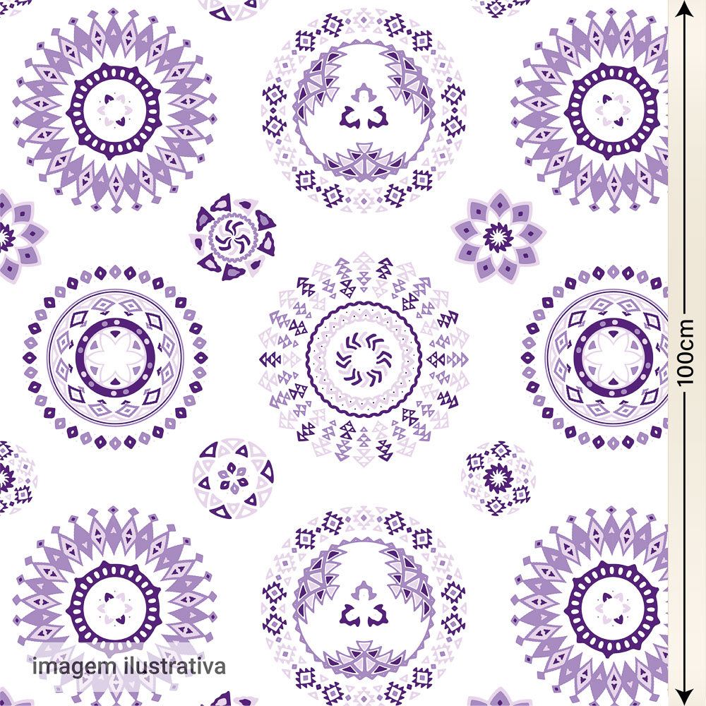 Oxford Digital Círculos Étnicos Roxo Fundo Branco