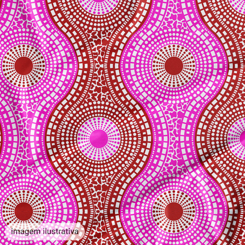 Oxford Digital Azulejo Redondo Rosa e Vermelho