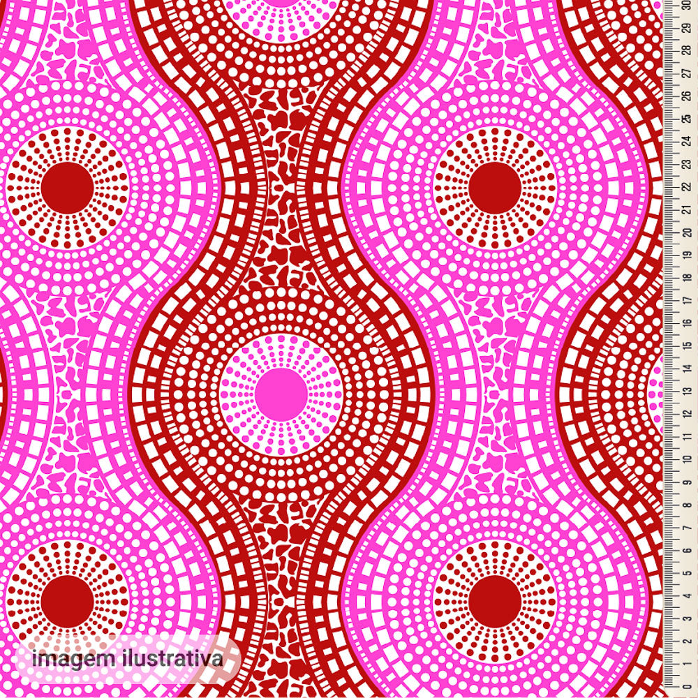 Oxford Digital Azulejo Redondo Rosa e Vermelho