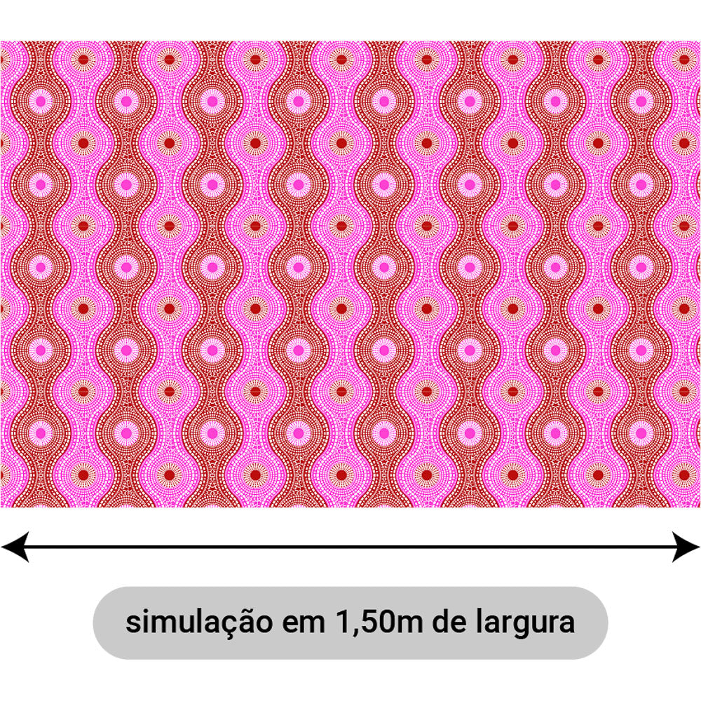 Oxford Digital Azulejo Redondo Rosa e Vermelho