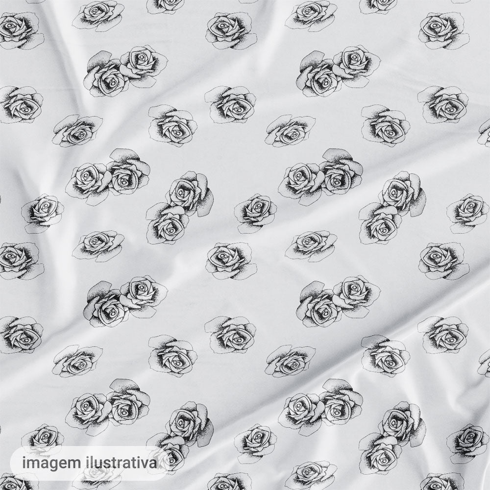 Oxford Digital Rosas Pretas Desenhadas Fundo Branco