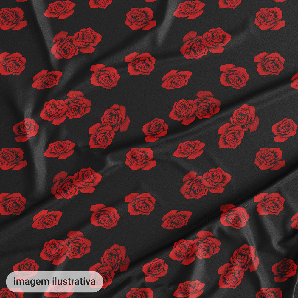 Oxford Digital Rosas Vermelhas Fundo Preto