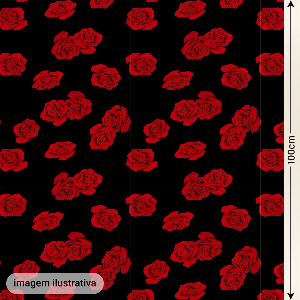 Oxford Digital Rosas Vermelhas Fundo Preto