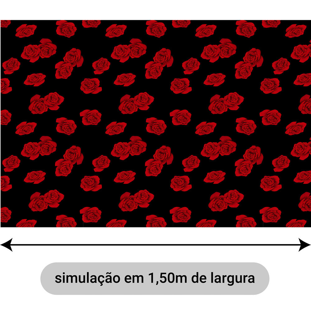 Oxford Digital Rosas Vermelhas Fundo Preto