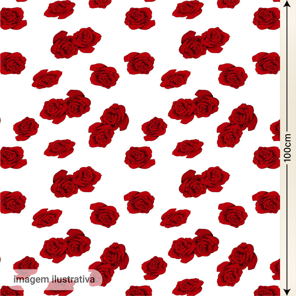 Oxford Digital Rosas Vermelhas Fundo Branco