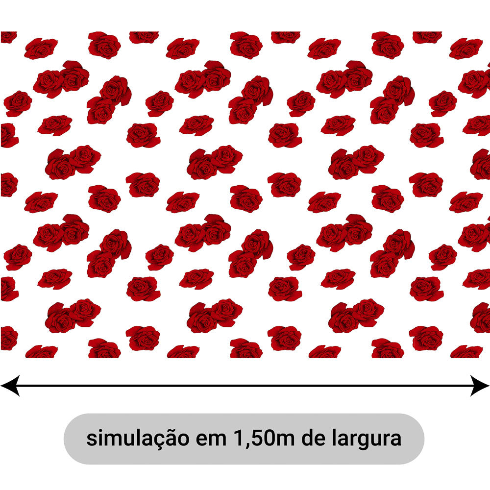 Oxford Digital Rosas Vermelhas Fundo Branco