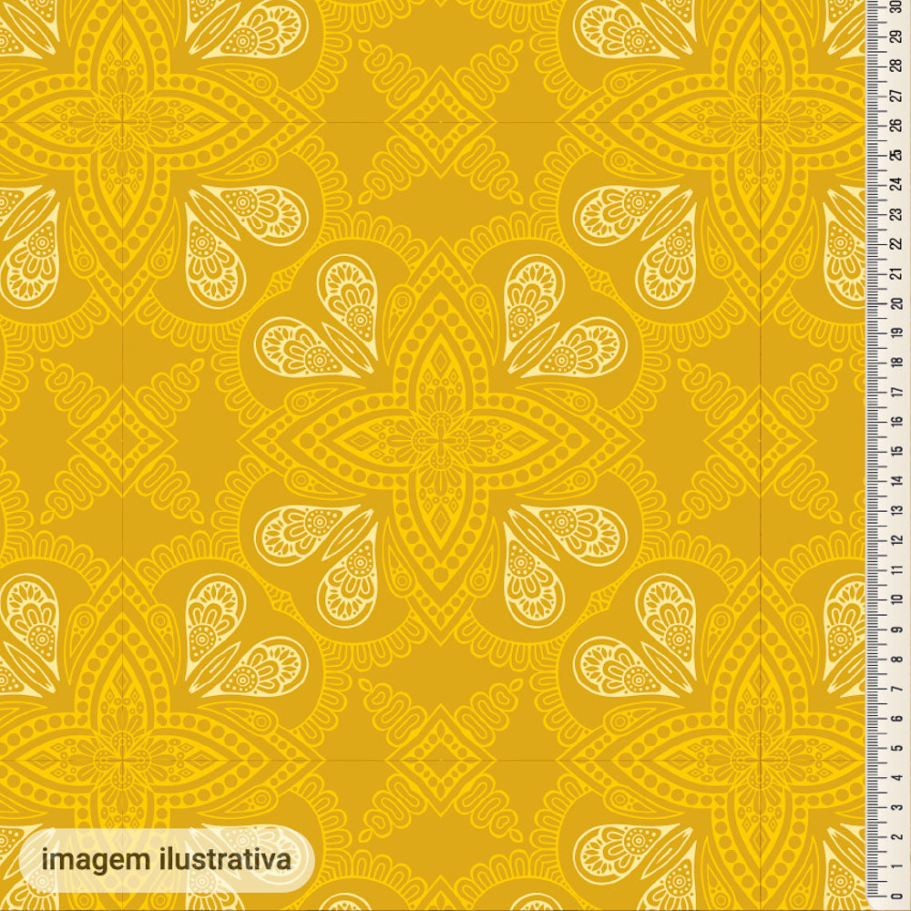 Oxford Digital Azulejo Colonial Amarelo e Branco