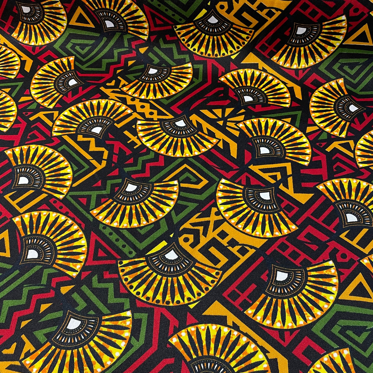 Oxford Afro Leques Dourados Fundo Preto
