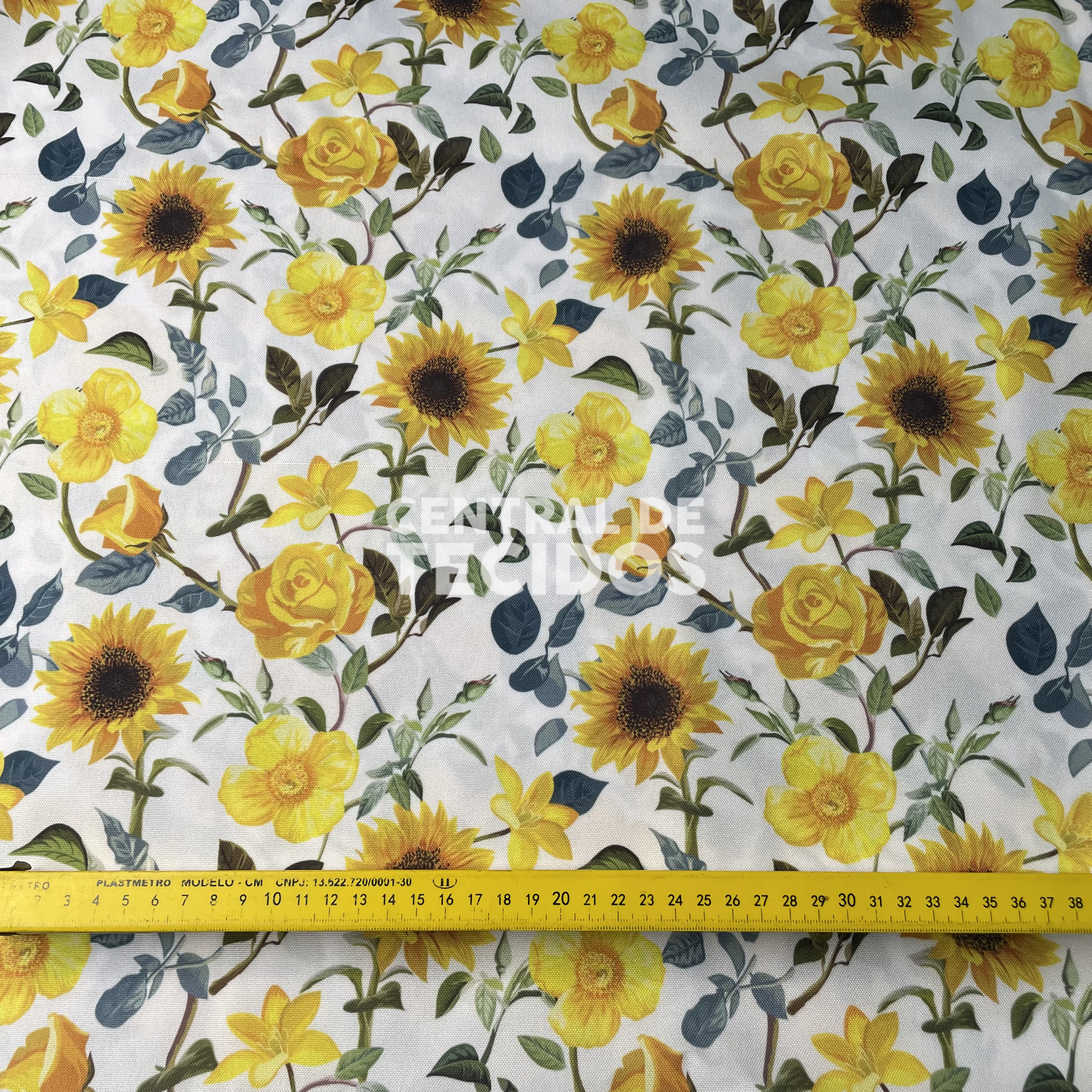 Oxford Digital Multifloral Amarelo com Folhas