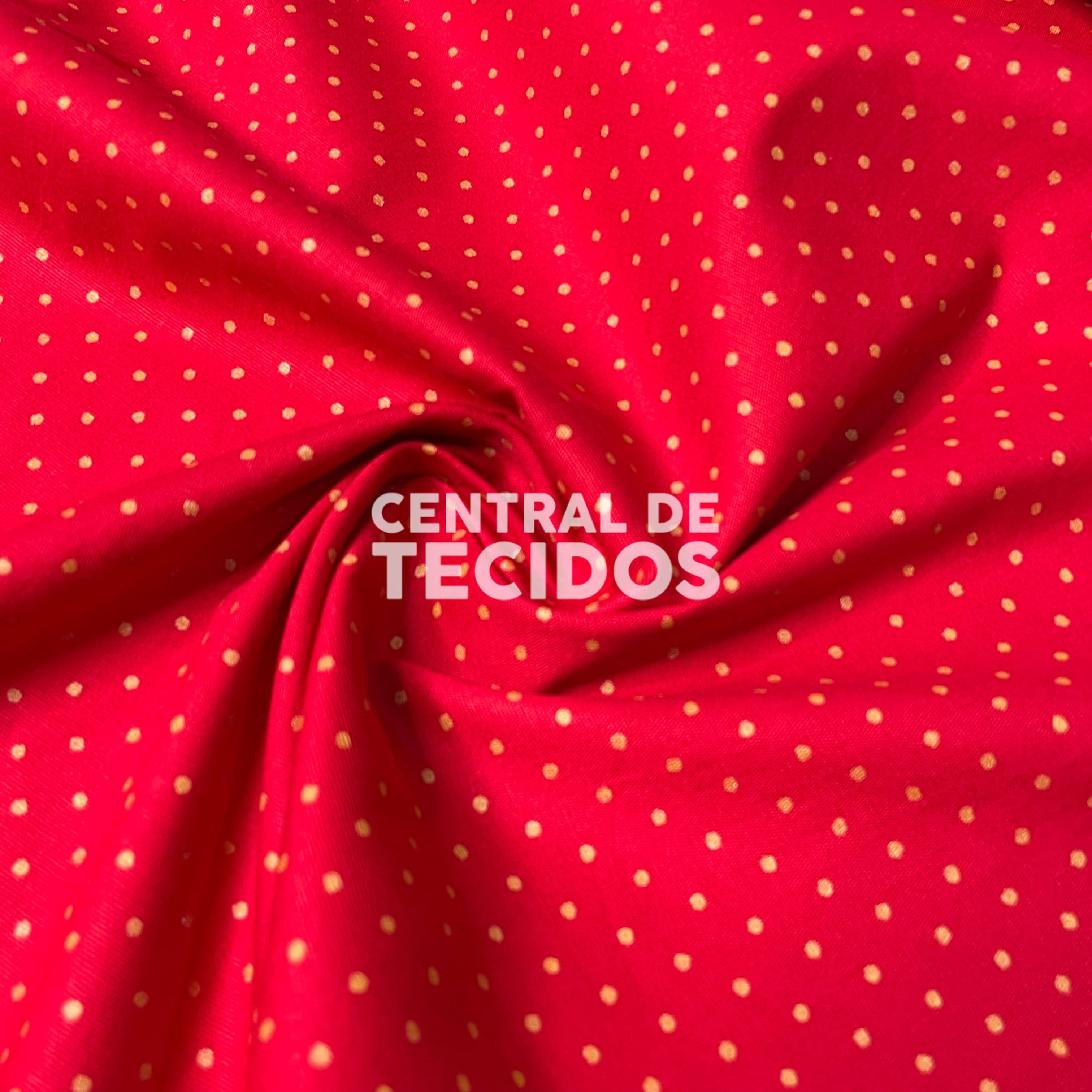 Tricoline Natalino Poá PP Dourado Fundo Vermelho