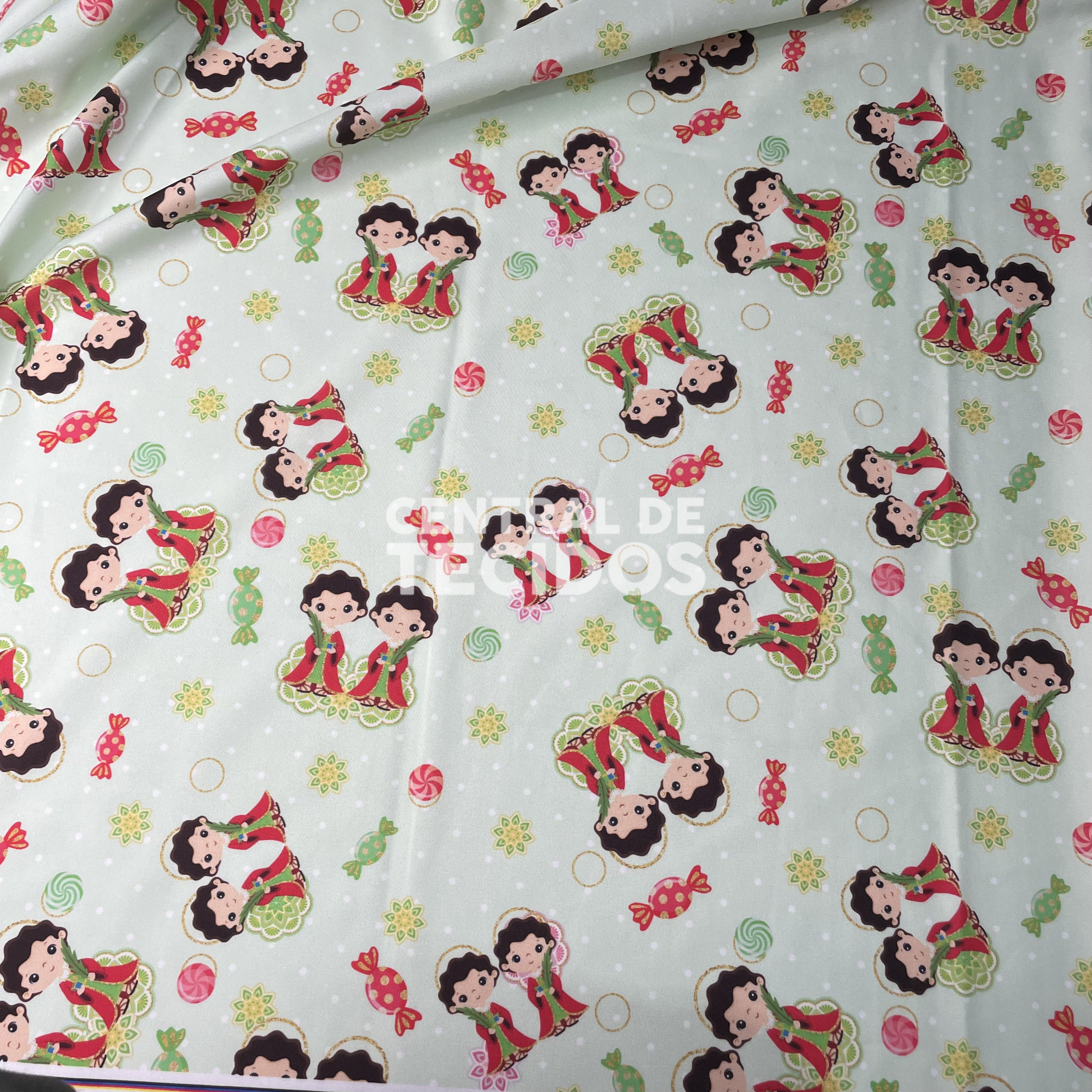 Microsuede Estampado Digital Cosme e Damião Infantil