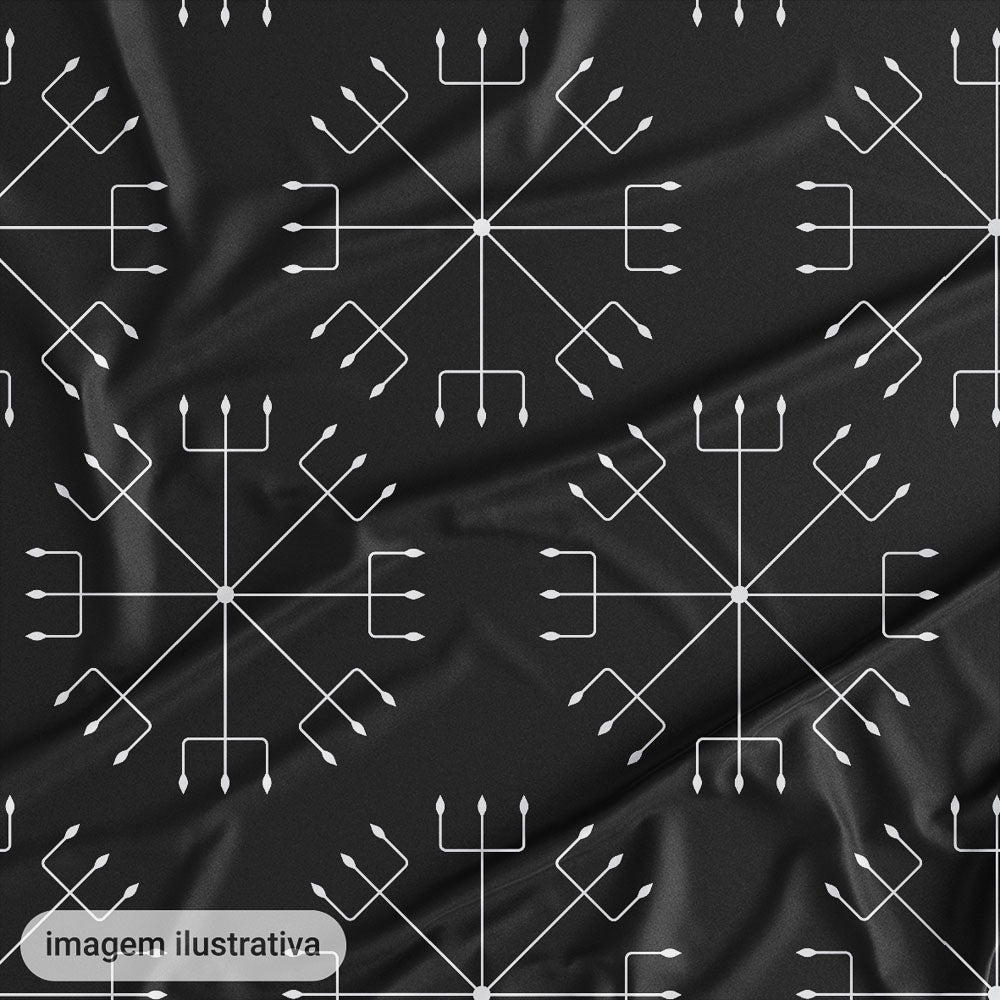 Oxford Digital Tridentes Grande Branco Fundo Preto