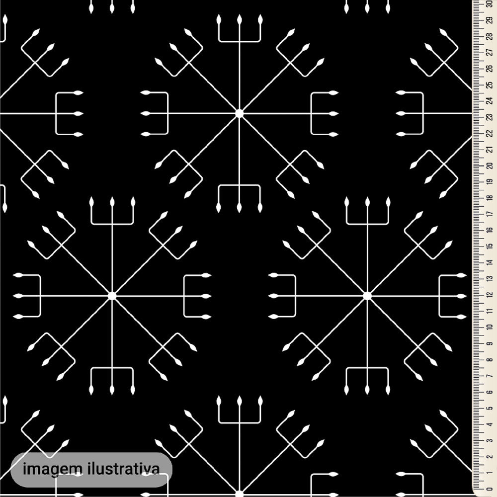 Oxford Digital Tridentes Grande Branco Fundo Preto
