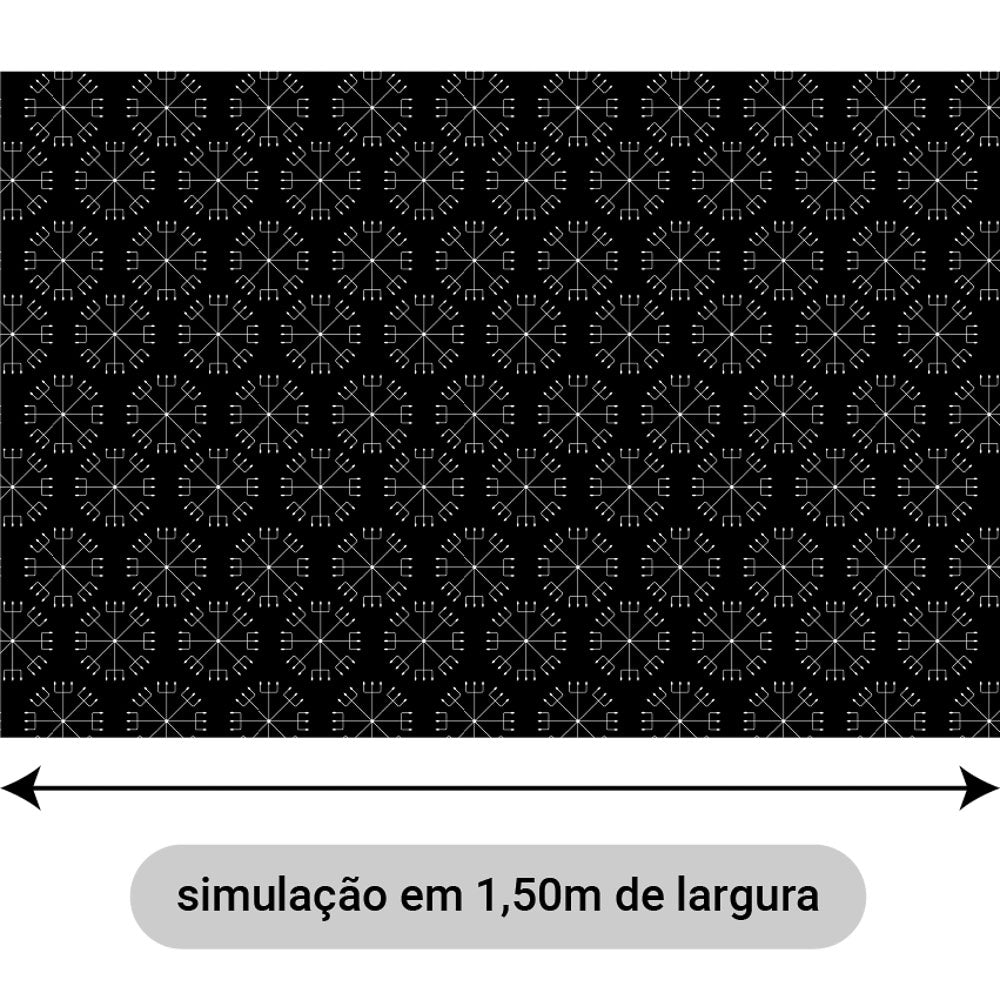 Oxford Digital Tridentes Grande Branco Fundo Preto