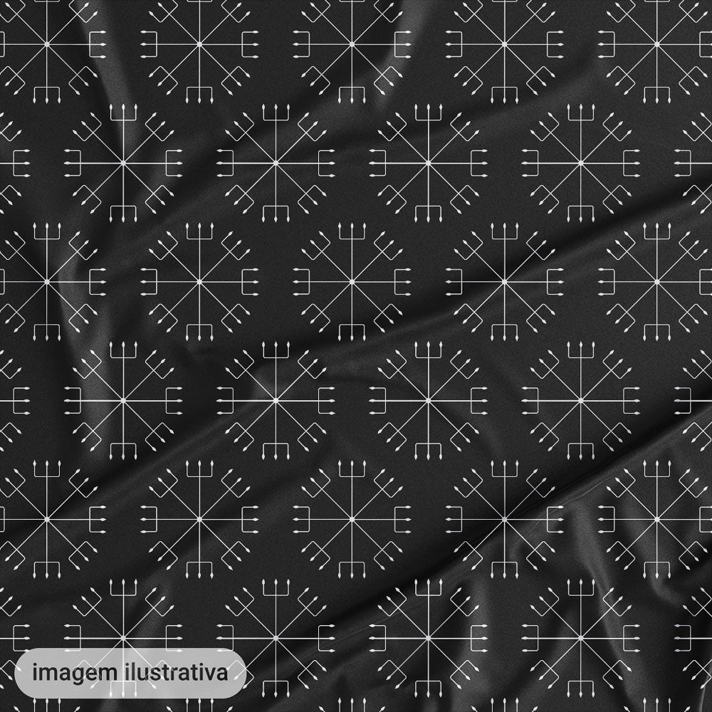 Oxford Digital Tridentes Pequeno Branco Fundo Preto