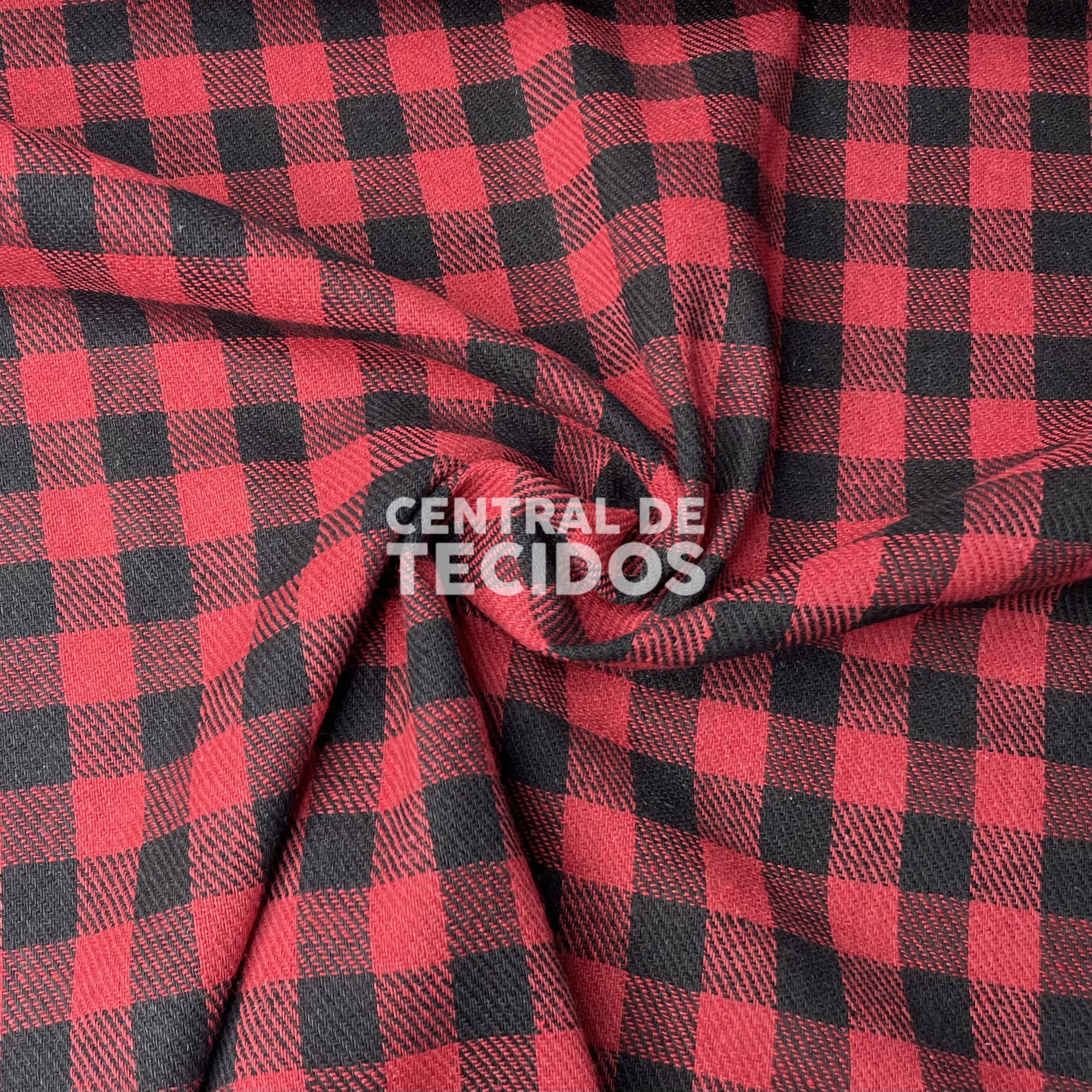 Flanela Felpada Vermelho e Preto P
