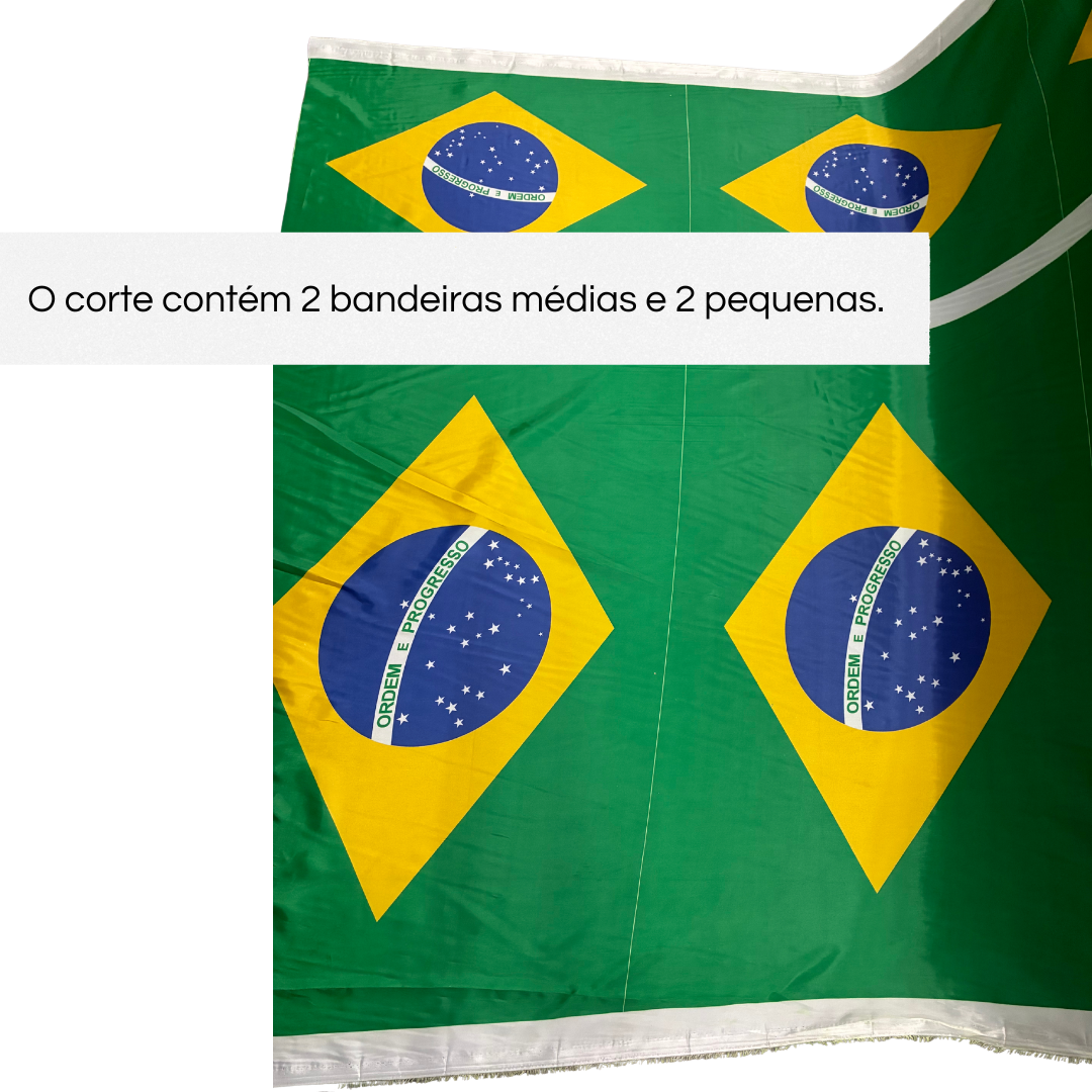 Tecido Bandeira do Brasil - 2 médias e 2 pequenas