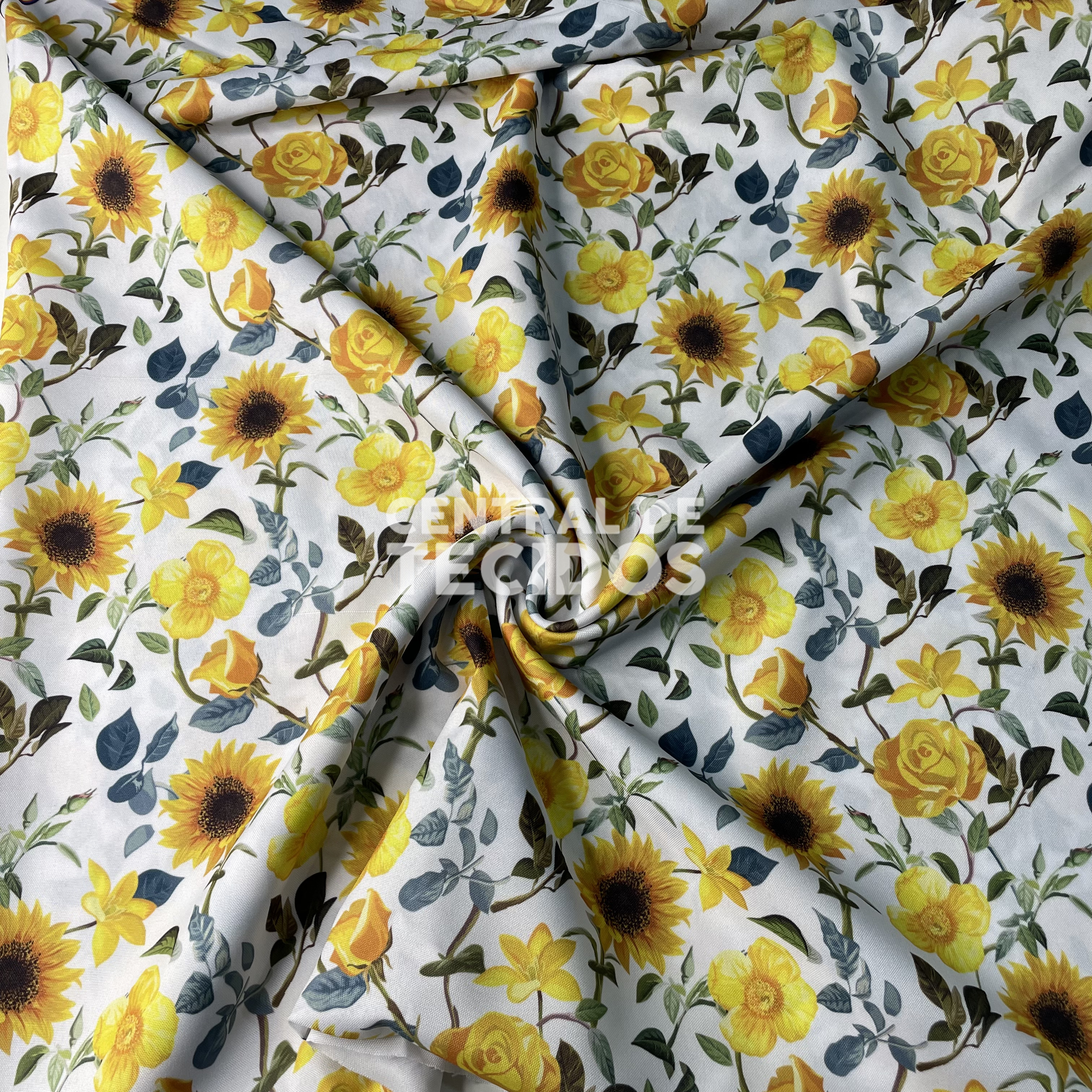 Oxford Digital Multifloral Amarelo com Folhas