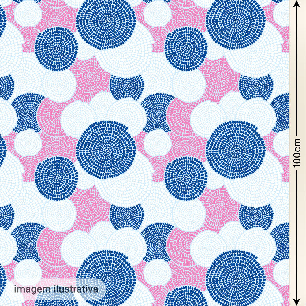 Oxford Digital Étnico Círculos Azul e Rosa