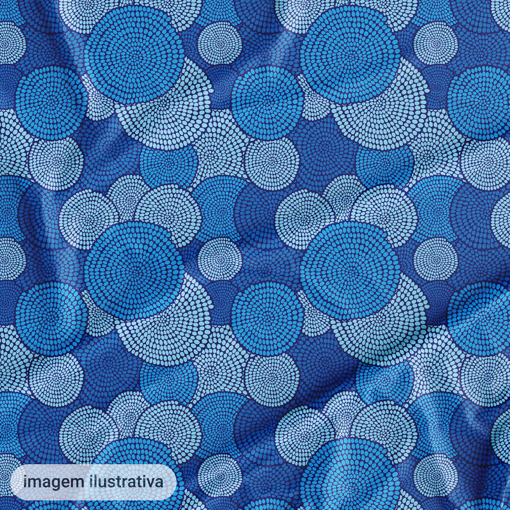 Oxford Digital Étnico Círculos Azul Forte