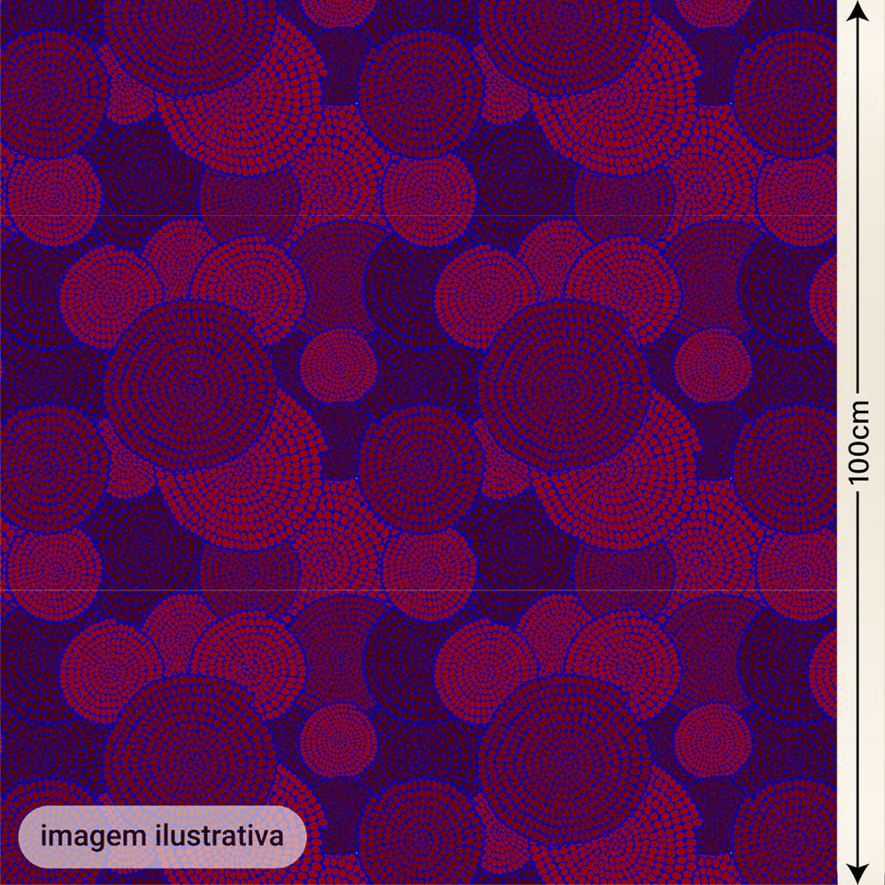 Oxford Digital Étnico Círculos Azul e Vermelho