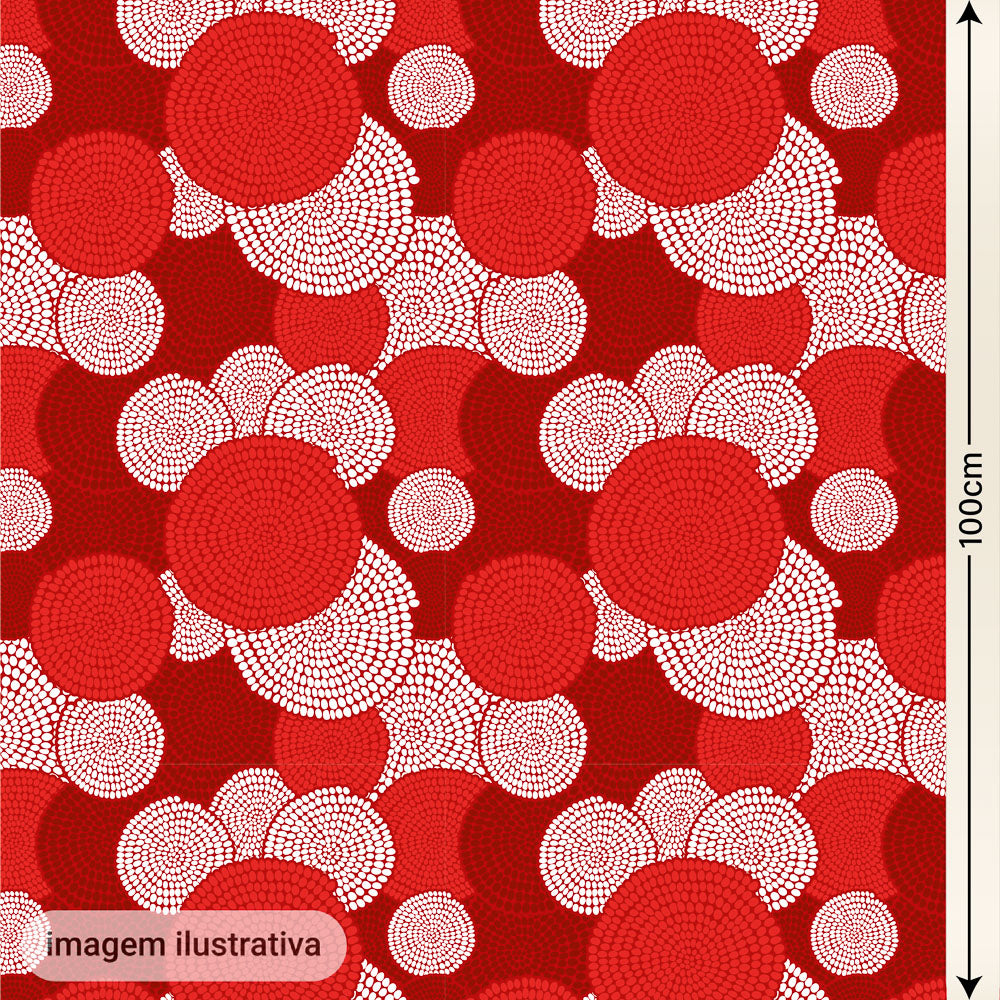 Oxford Digital Étnico Círculos Vermelho e Branco