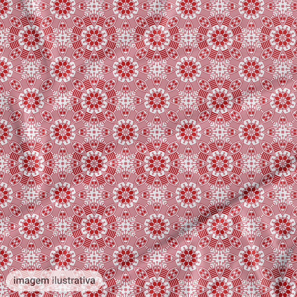 Oxford Digital Círculos Mandala Branco e Vermelho