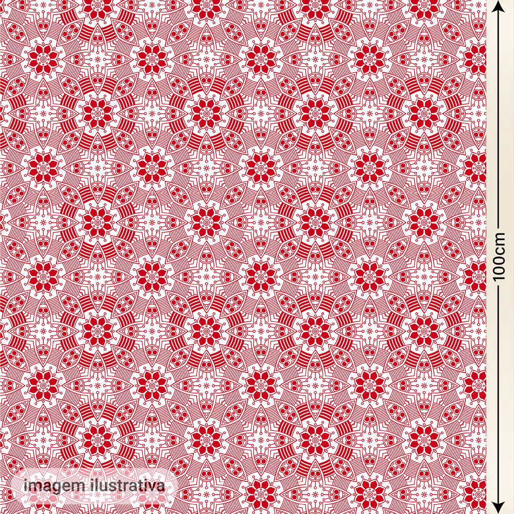 Oxford Digital Círculos Mandala Branco e Vermelho