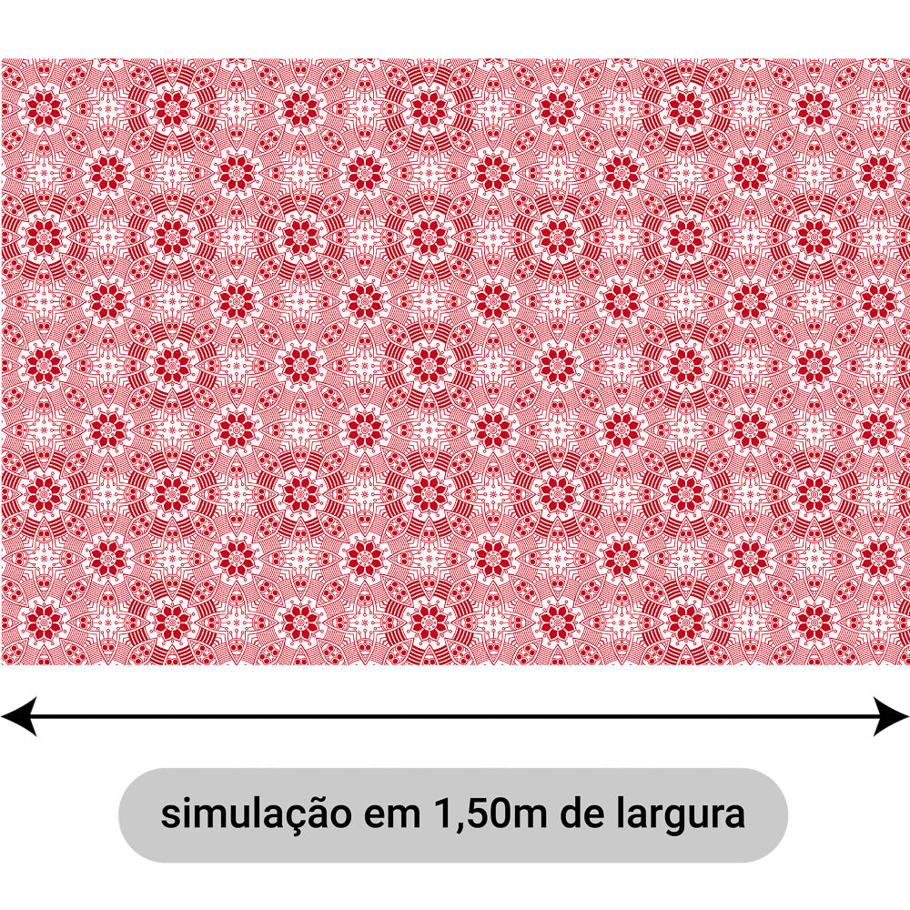 Oxford Digital Círculos Mandala Branco e Vermelho