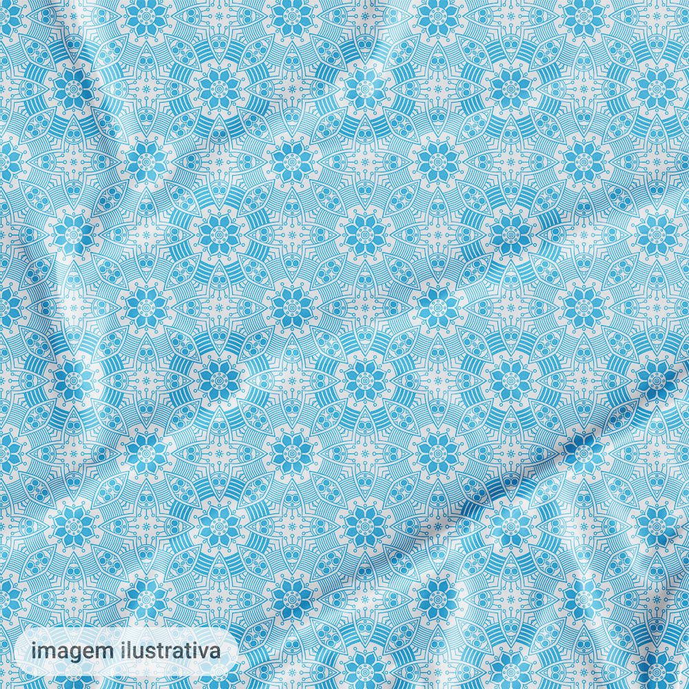 Oxford Digital Círculos Mandala Branco e Azul