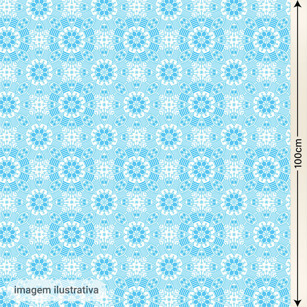 Oxford Digital Círculos Mandala Branco e Azul