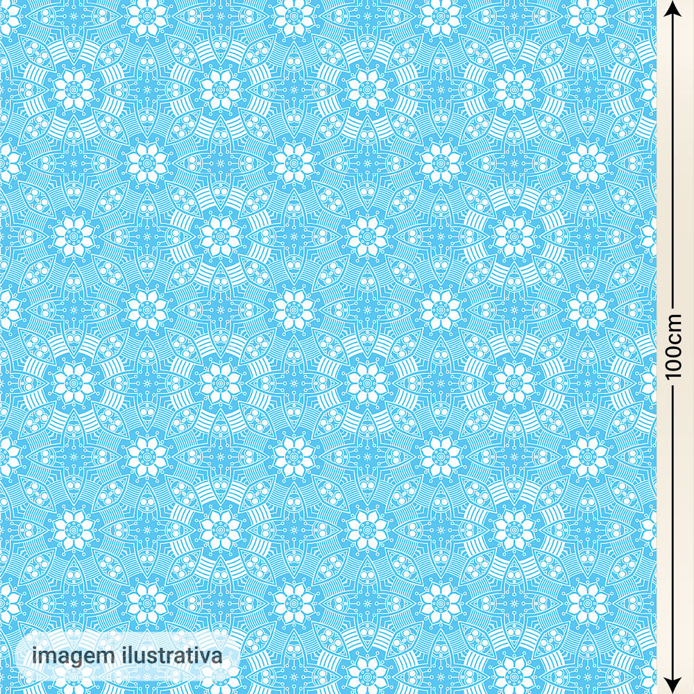 Oxford Digital Círculos Mandala Azul e Branco