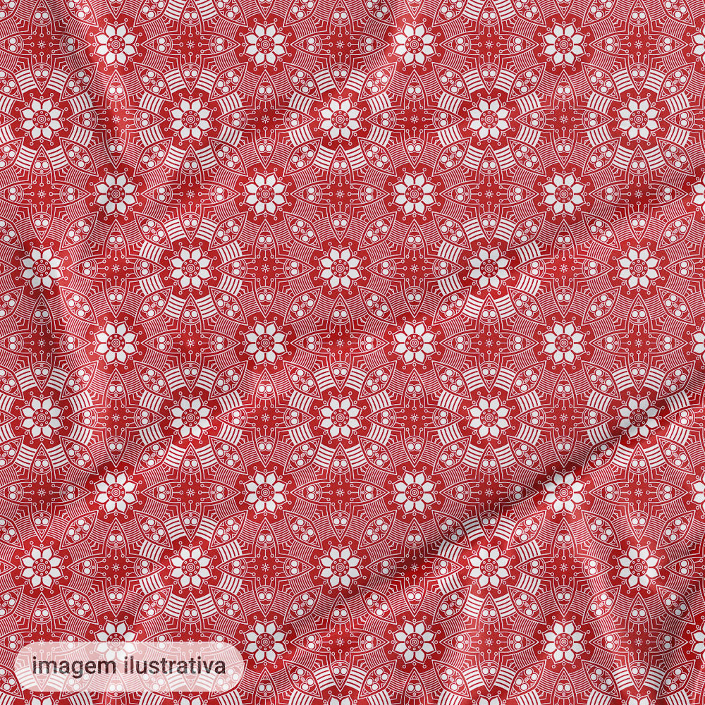 Oxford Digital Círculos Mandala Vermelho e Branco