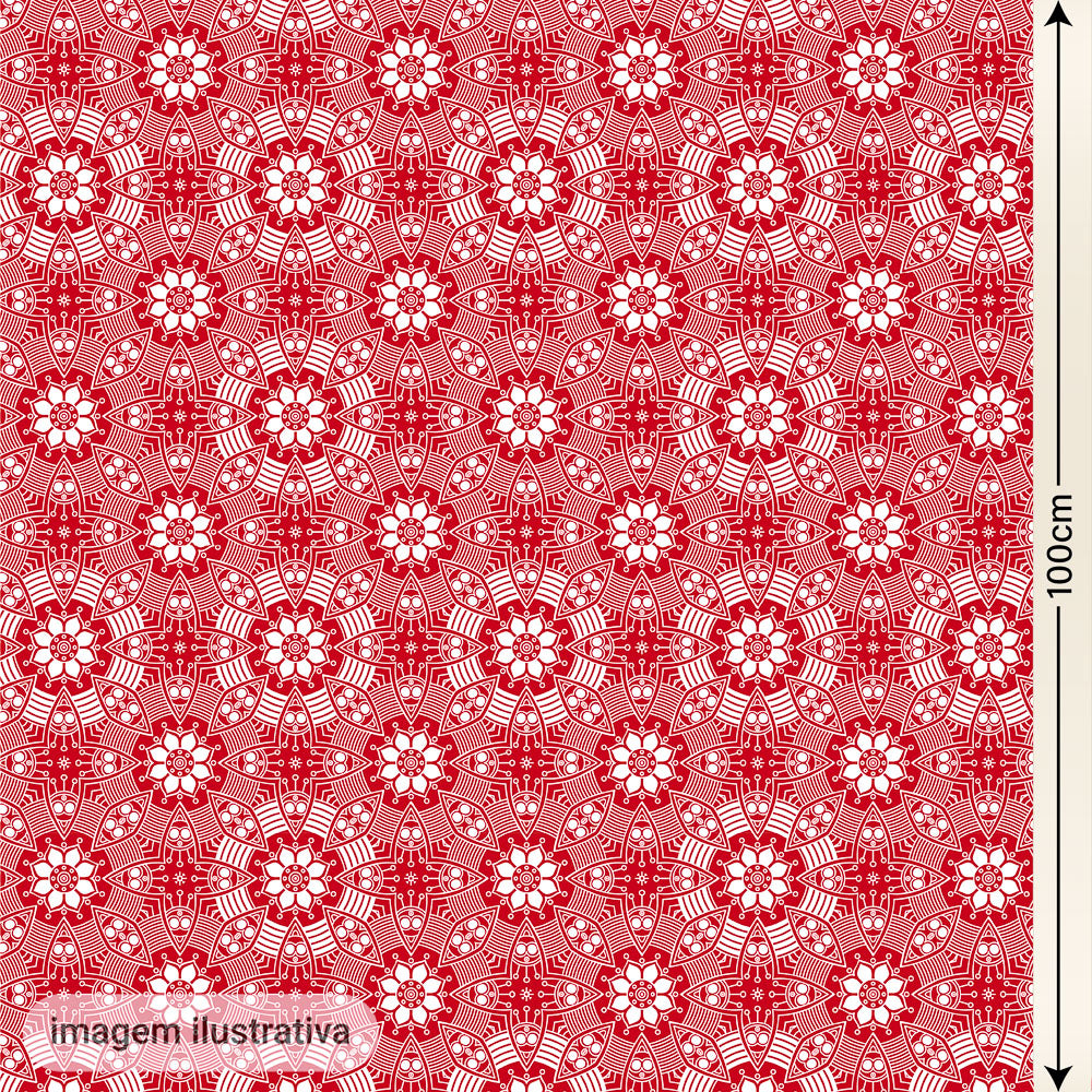 Oxford Digital Círculos Mandala Vermelho e Branco