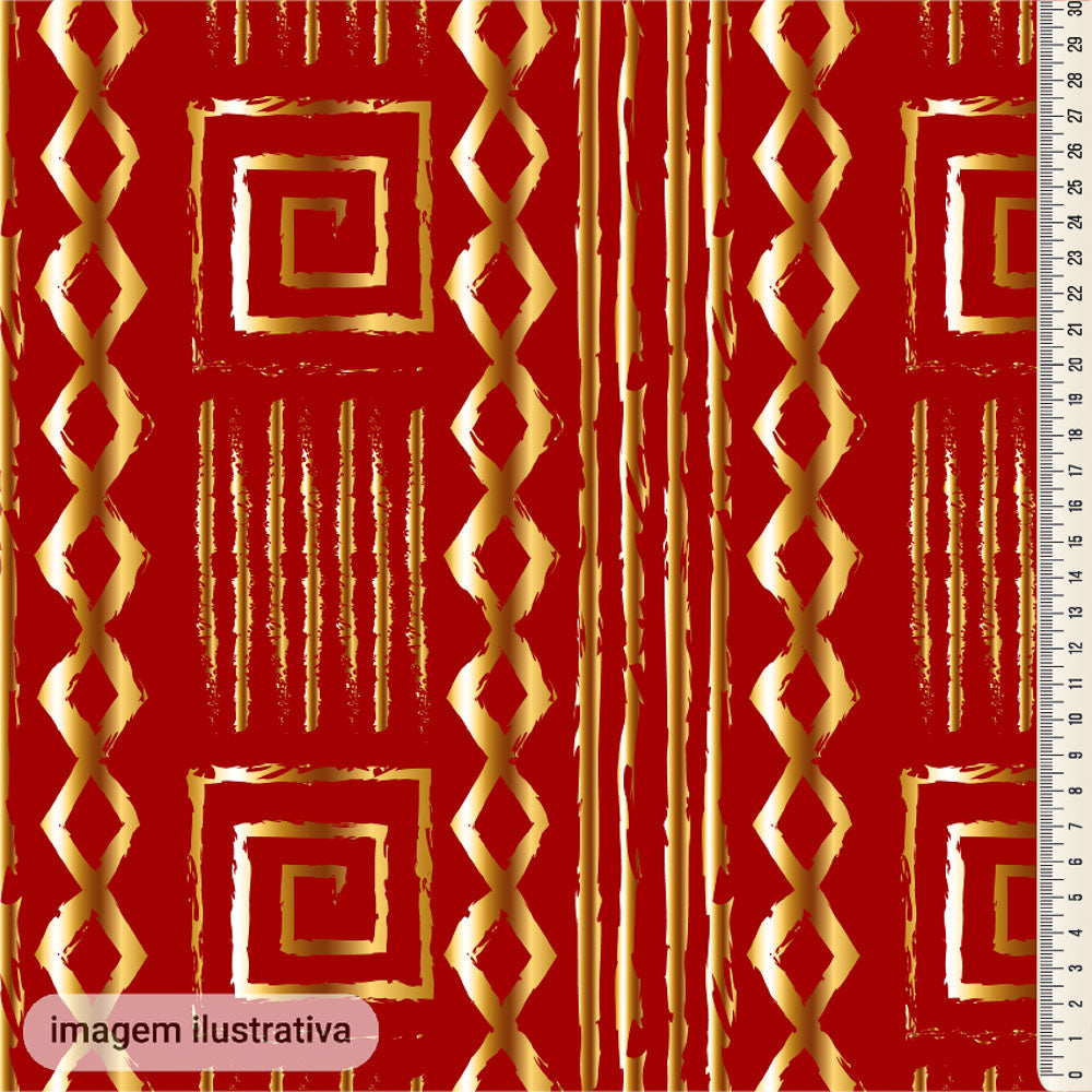 Oxford Digital Tribal Vermelho e Dourado